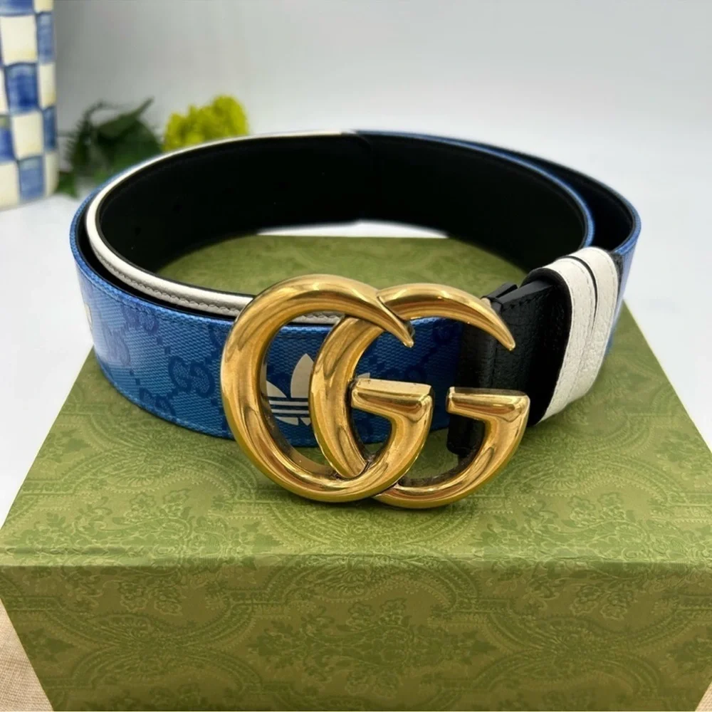 Unisex Gucci X Adidas, leather belt size 90 cm/36 inch made in Italy 406831 Gucci X Adidas GG Marmont Belt Size 85/36 main image 2